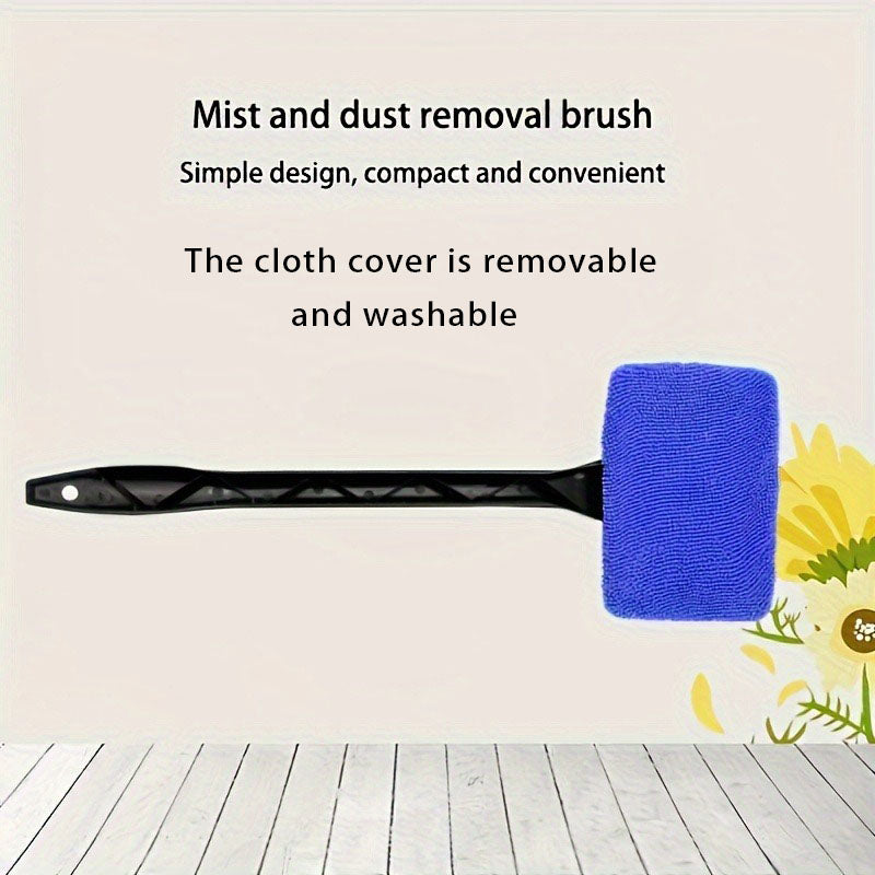 Windshield Cleaner Tool Car Window Cleaner with2 Reusable and Washable Microfiber Pads and Flexible Extendable Handle Auto Inside Glass Wiper Kit
