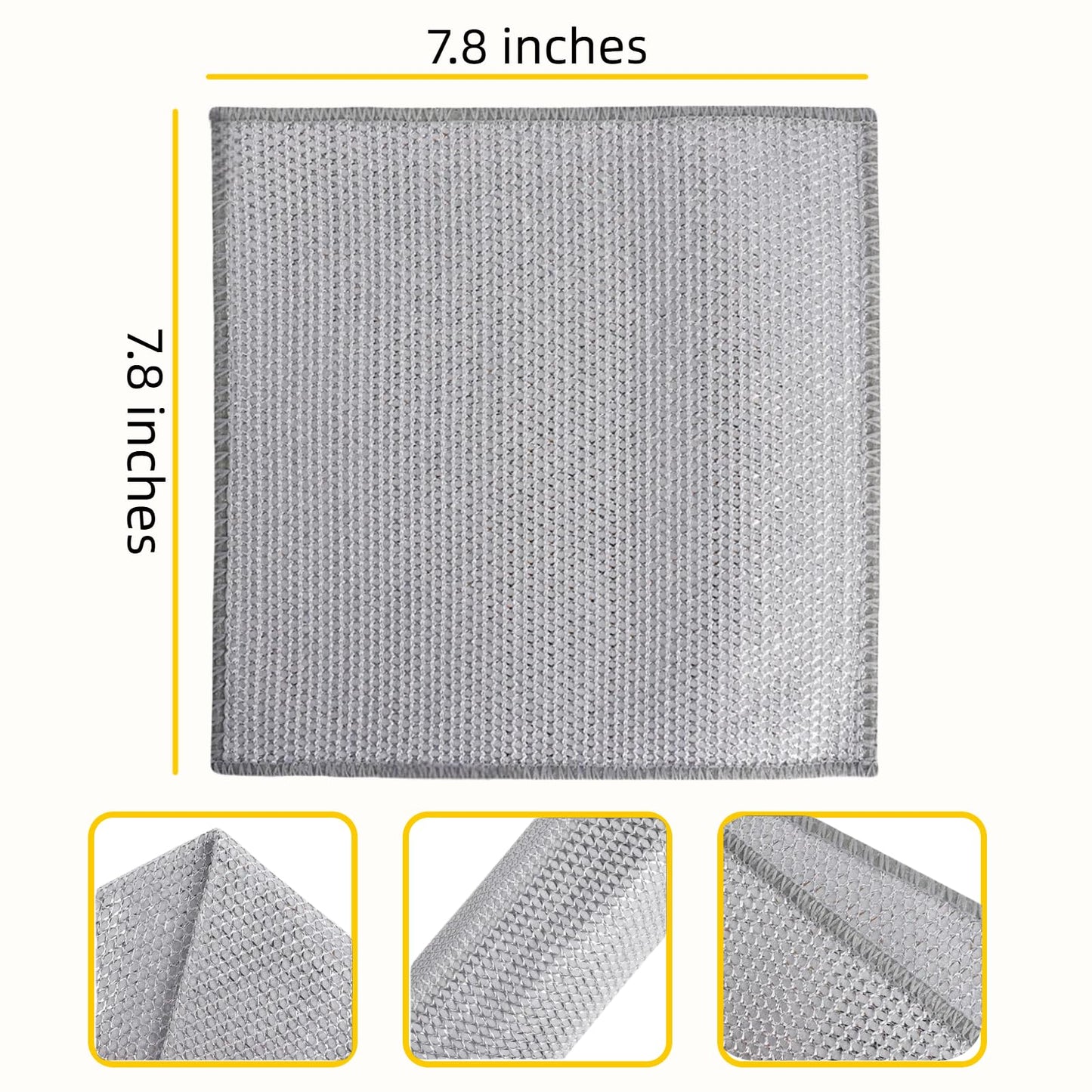 12 Count Multipurpose Wire Dishwashing Rags- Non - Scratch, Reusable & Washable Cleaning Cloths for Kitchen, Sinks, and Pans | Robust Wet & Dry Use Scrubber for Dishes