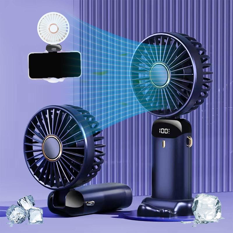 Summer new Portable Handheld Fan,Digital Display,5 Speeds,USB Recharging for Travel and tourism,Silent fan with Sturdy Base