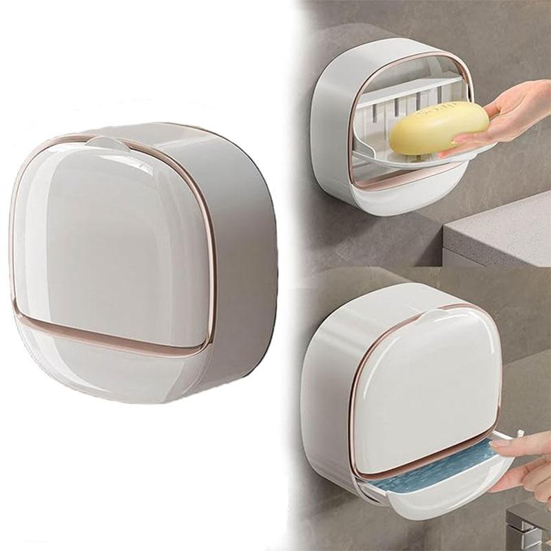 Soap Dish with Drain Box, Wall Mounted Soap Holder for Shower