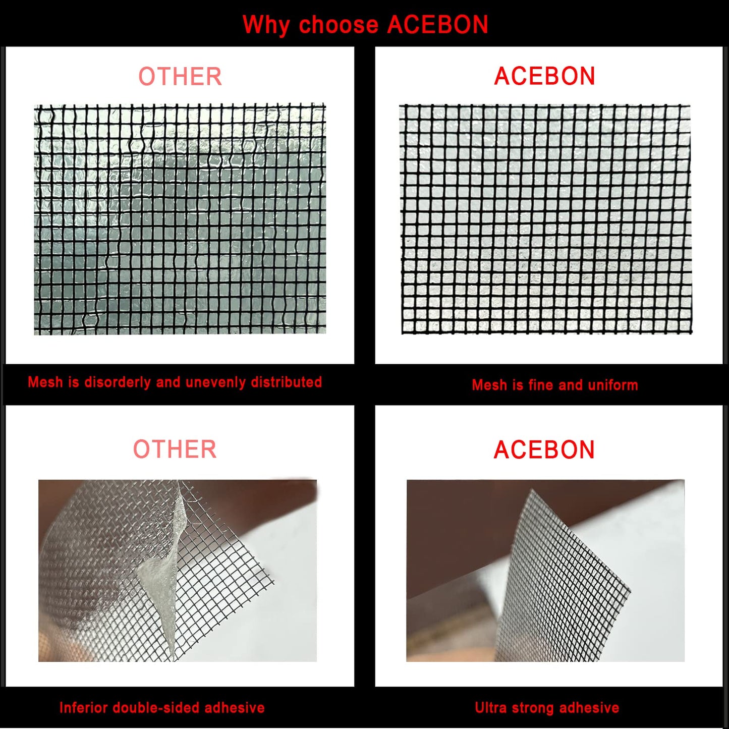 Window Screen Repair Tape, Adhesive Gray Screen Repair Strip, Durable Fiberglass Mesh Tape for Restoring Window and Door Screens