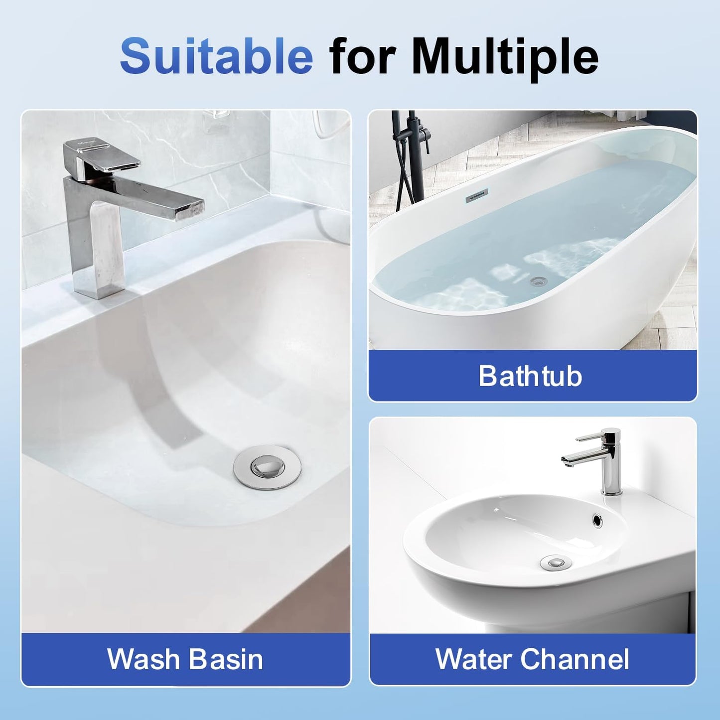 Bath Universal 2-in - 1 Bathroom Sink Stopper, Pop - up with Anti-Clog Removable Fine - Mesh Stainless Steel Filter Basket Drain Hair Stopper, Anti- Odor Stopper