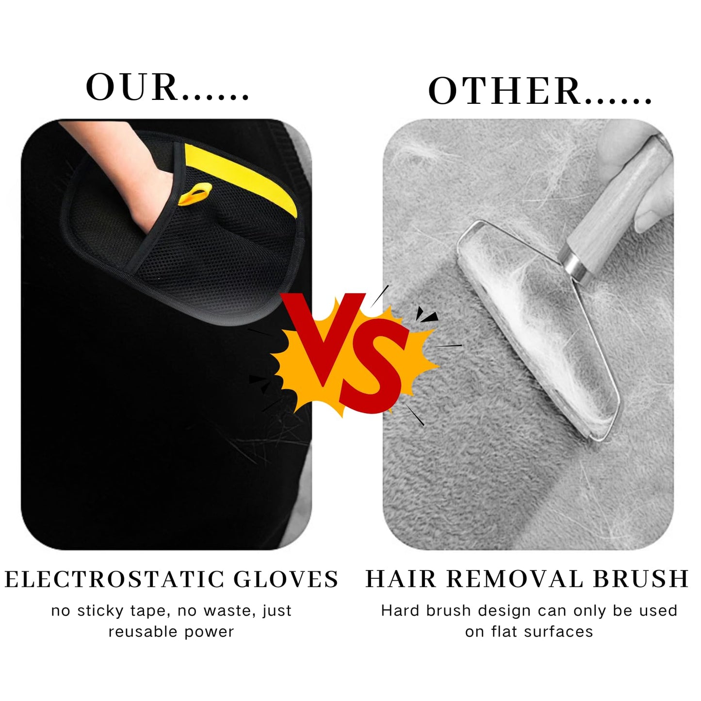 Pet hair remover Electrostatic gloves Two-way brush sticky hair ROLLER Cat hair dog hair glover Grooming Removal Cleaning