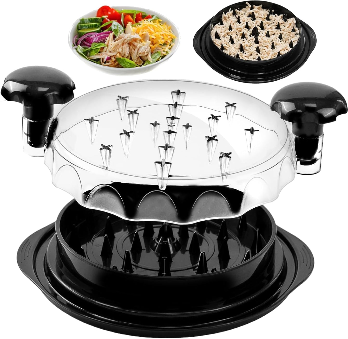 Large Chicken Breast Shredder Tool, Transparent Lid Meat Grinder, Anti - Slip Strip,Ergonomic Handle, BPA Free, Perfect Utensils for Pork, Beef, Chicken. Kitchen Gadaets