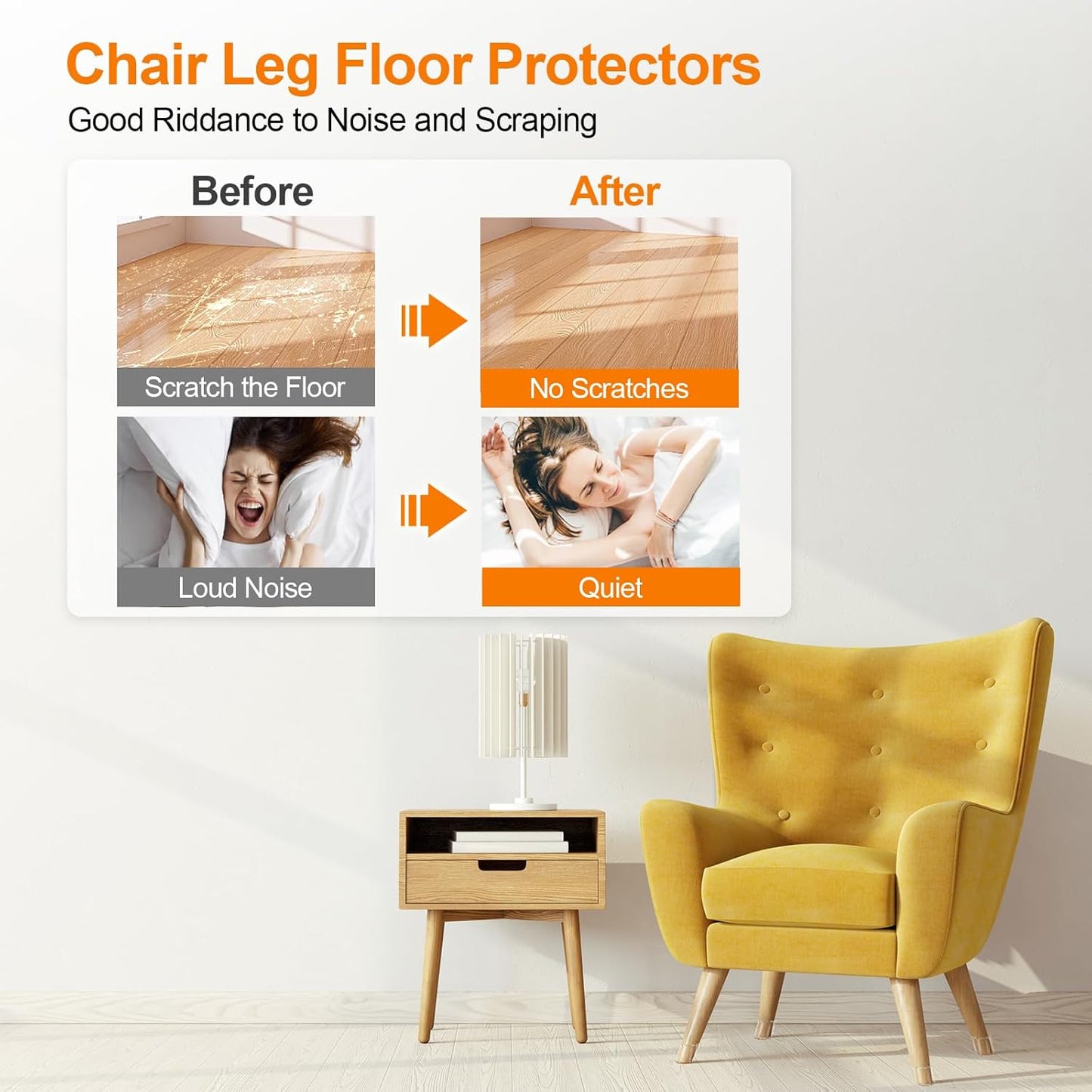 Chair rubber mat protects the floor from scratches and noise, chair foot mat, suitable for wood floors, tiles, daily household items non-slip felt slide.Fitted furniture leg covers