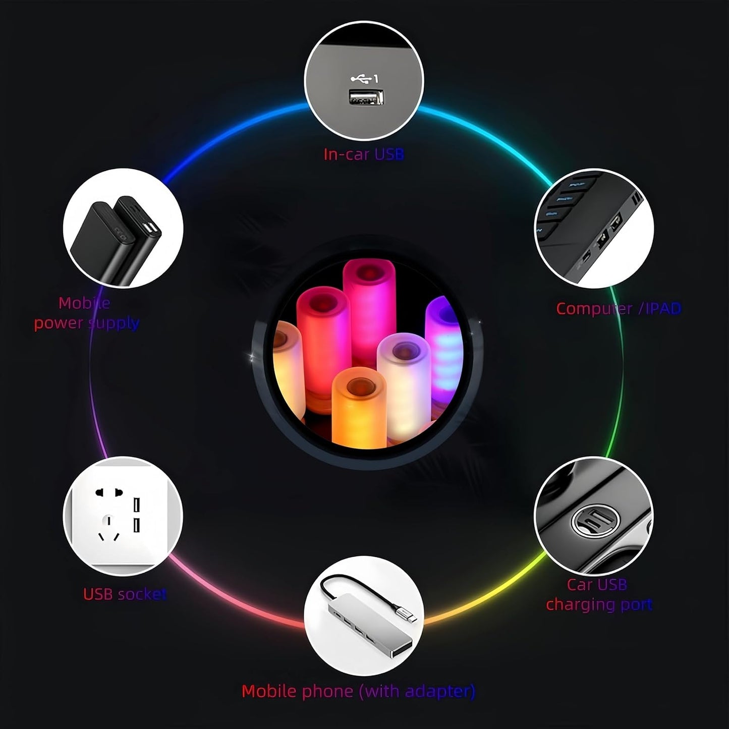 Car USB Night Light Touch Dimmable LED Filament Lamp Portable Lighting Plug and Play Warm Atmosphere Light for Car Bedroom