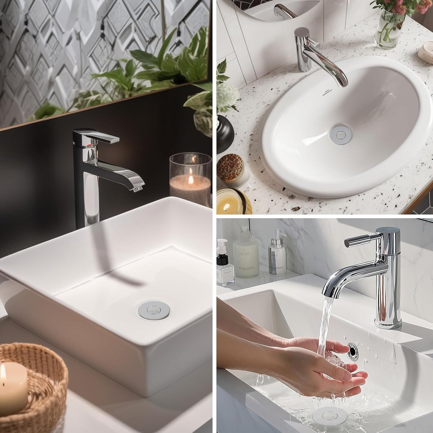 Bath Universal 2-in - 1 Bathroom Sink Stopper, Pop - up with Anti-Clog Removable Fine - Mesh Stainless Steel Filter Basket Drain Hair Stopper, Anti- Odor Stopper