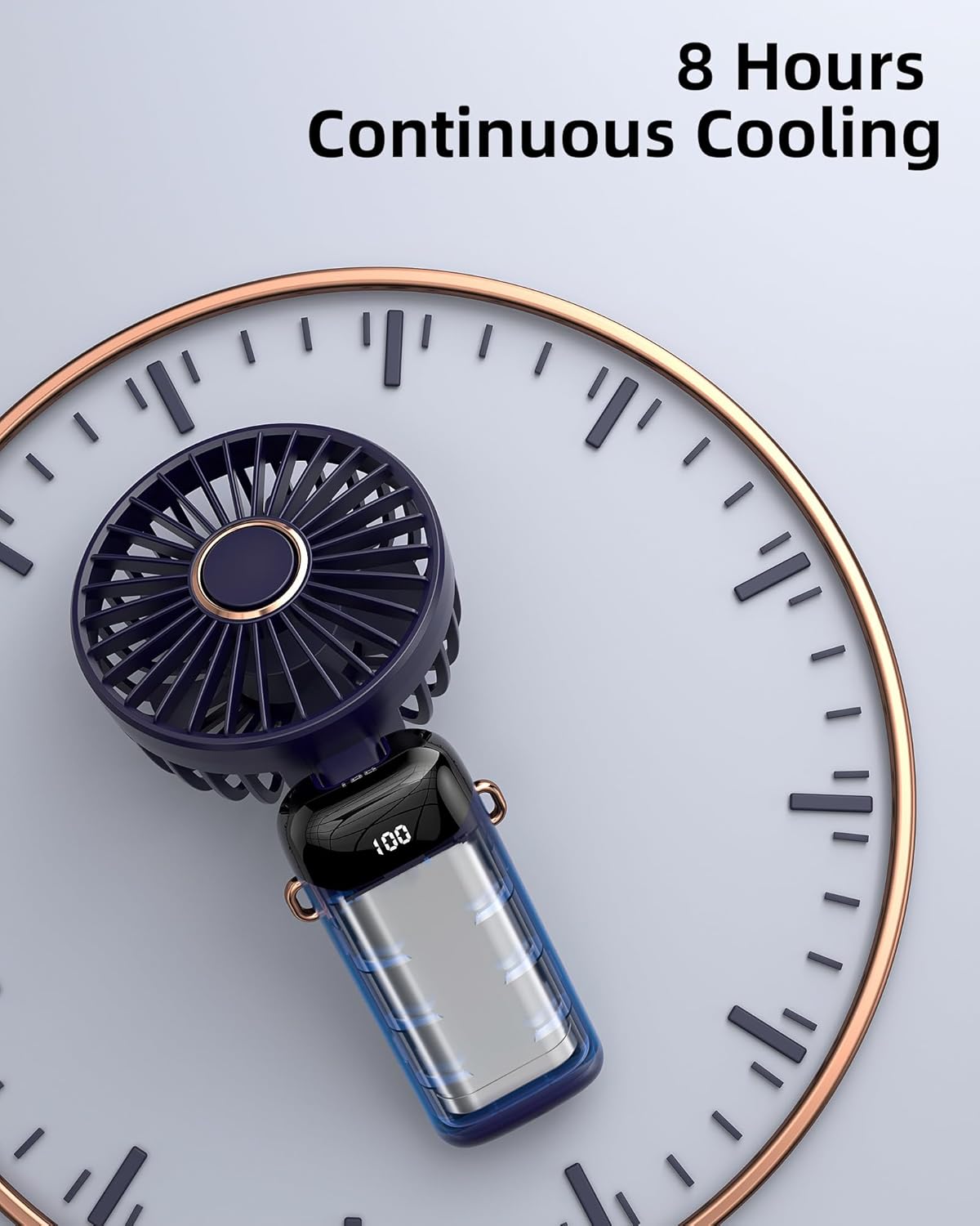 Summer new Portable Handheld Fan,Digital Display,5 Speeds,USB Recharging for Travel and tourism,Silent fan with Sturdy Base