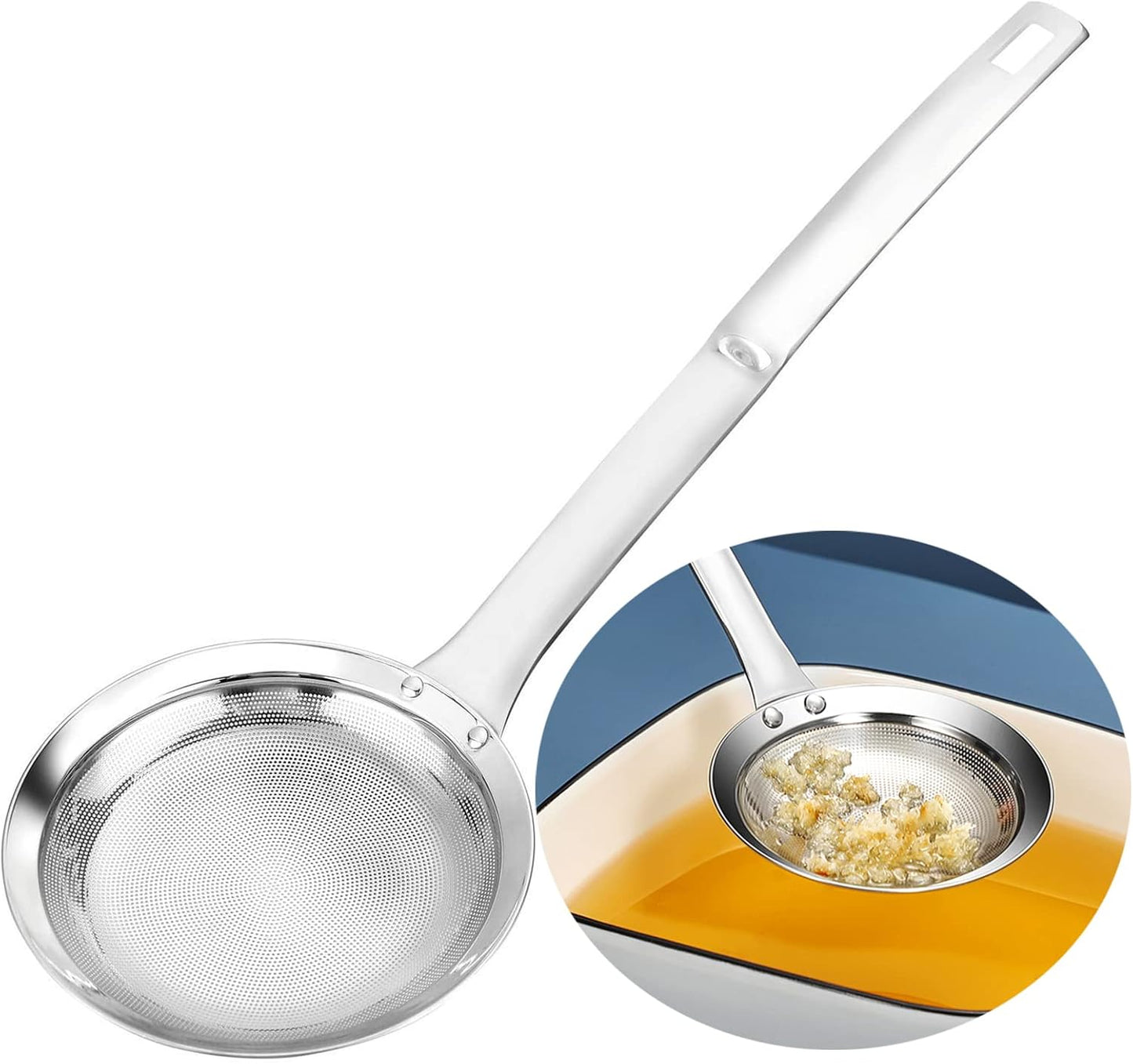 Filter Scoop Stainless Steel Fat Skimmer Spoon Fine Mesh Strainer Food Strainer With Ergonomic Handle Kitchen Oil Skimmer Strainer