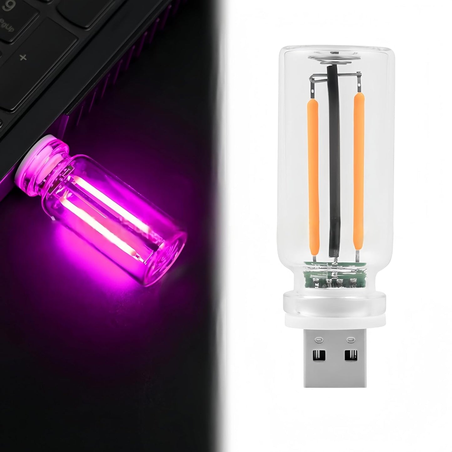 Car USB Night Light Touch Dimmable LED Filament Lamp Portable Lighting Plug and Play Warm Atmosphere Light for Car Bedroom