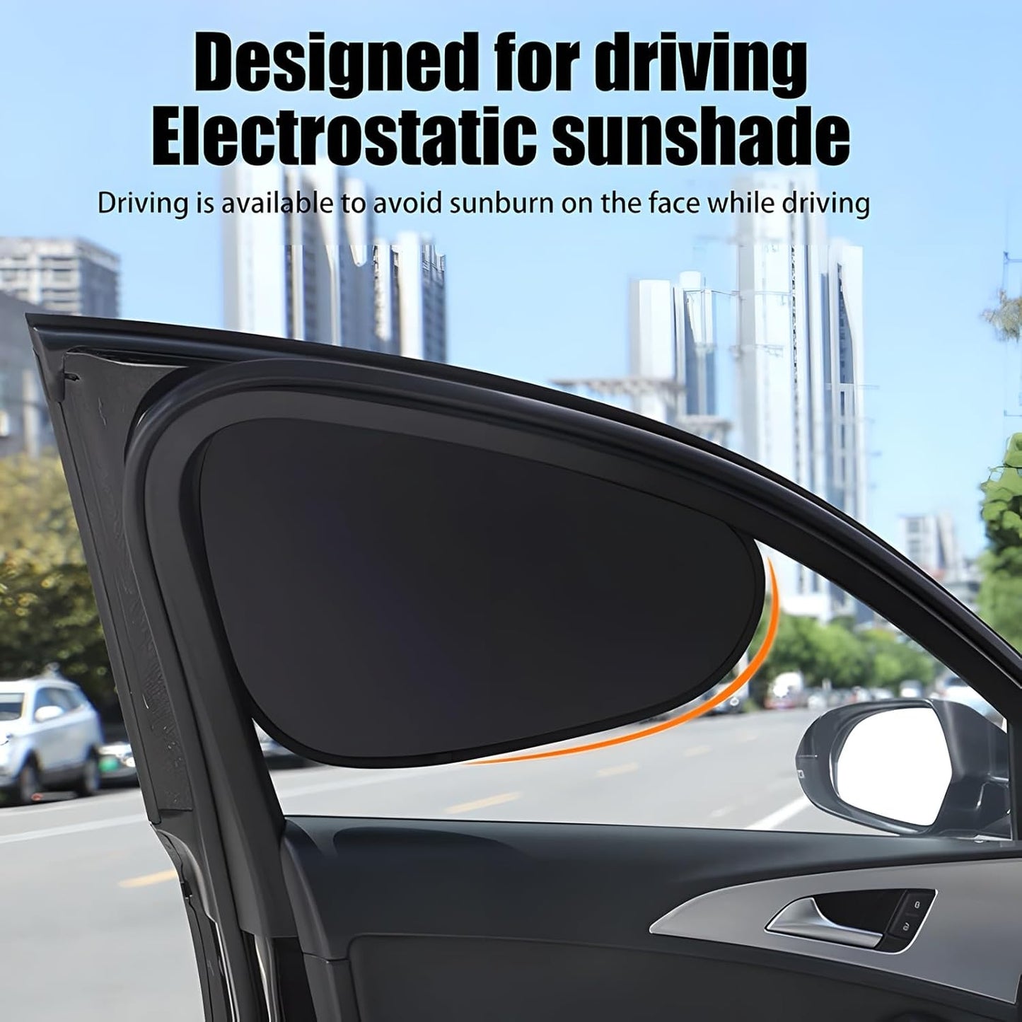 Car Side Window Sun Shade, Electrostatic Adsorption, 4 Pack Ultra - Light Front Shade,4- Layer Protection, Foldable Anti-Glare
