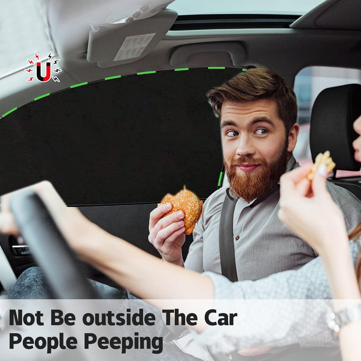 Car Side Window Sun Shade, Electrostatic Adsorption, 4 Pack Ultra - Light Front Shade,4- Layer Protection, Foldable Anti-Glare