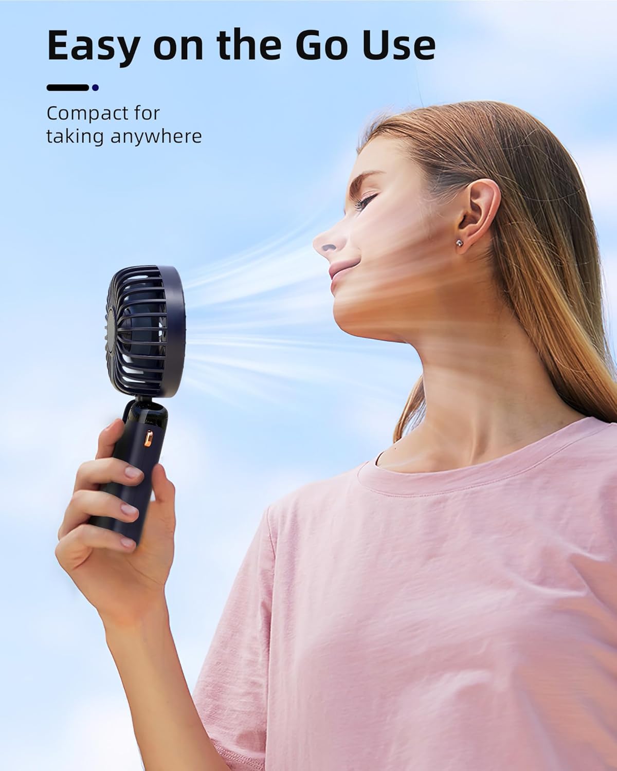 Summer new Portable Handheld Fan,Digital Display,5 Speeds,USB Recharging for Travel and tourism,Silent fan with Sturdy Base