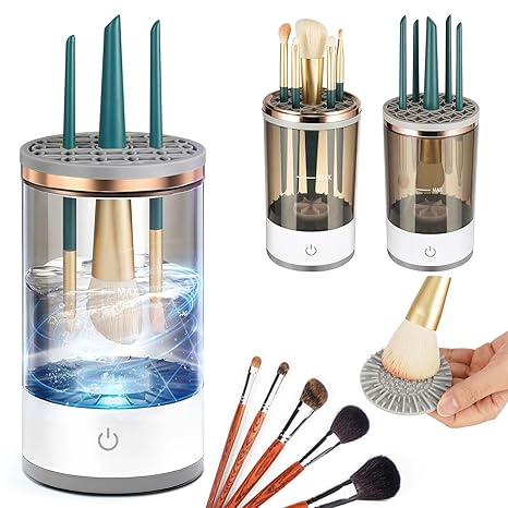 Electric Makeup Brush Cleaner,All-in- One Makeup Brush Cleaning Machine, Ultra - fast Electric Spinning Cleaner for Most Sized Brushes, Perfect Gift for Women
