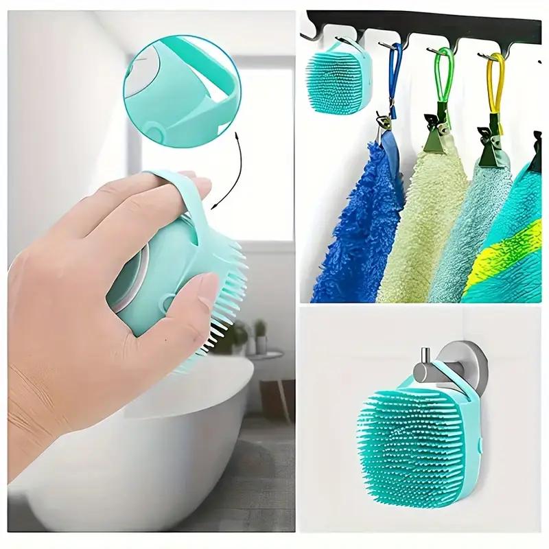 Silicone Pet Bath Brush & Shampoo Dispenser - Gentle Massage Grooming Tool for Dogs & Cats, Ergonomic Waterproof Brush with Easy- Detachable Head