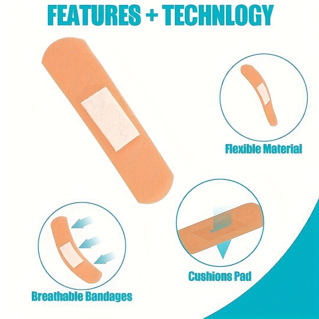 80-Pack PE Flexible Adhesive Bandages,All-in- One Waterproof and Highly Breathable Bandages with Cushioned Pad for Wound Care,Variety Pack with Finger & Knuckle Bandages