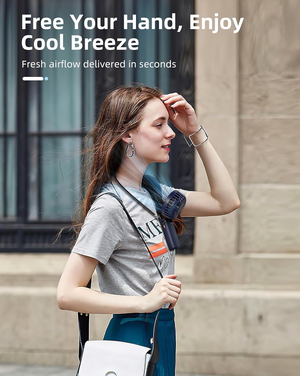 Summer new Portable Handheld Fan,Digital Display,5 Speeds,USB Recharging for Travel and tourism,Silent fan with Sturdy Base