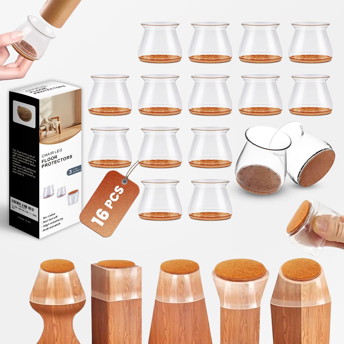 Chair rubber mat protects the floor from scratches and noise, chair foot mat, suitable for wood floors, tiles, daily household items non-slip felt slide.Fitted furniture leg covers