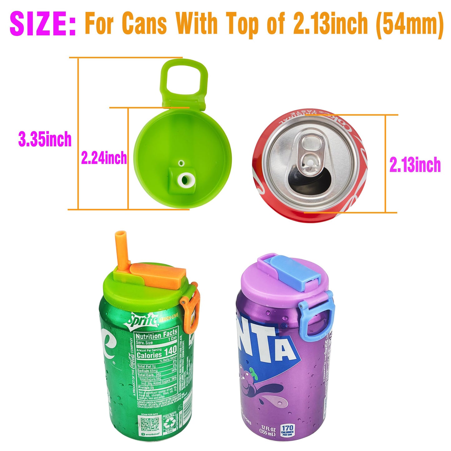 4-Pack Reusable Silicone Soda Can Lids with Straw - Fits Standard Cans, Perfect for Coke, Beer, Juice & Energy Drinks, Ideal for Children's Gifts