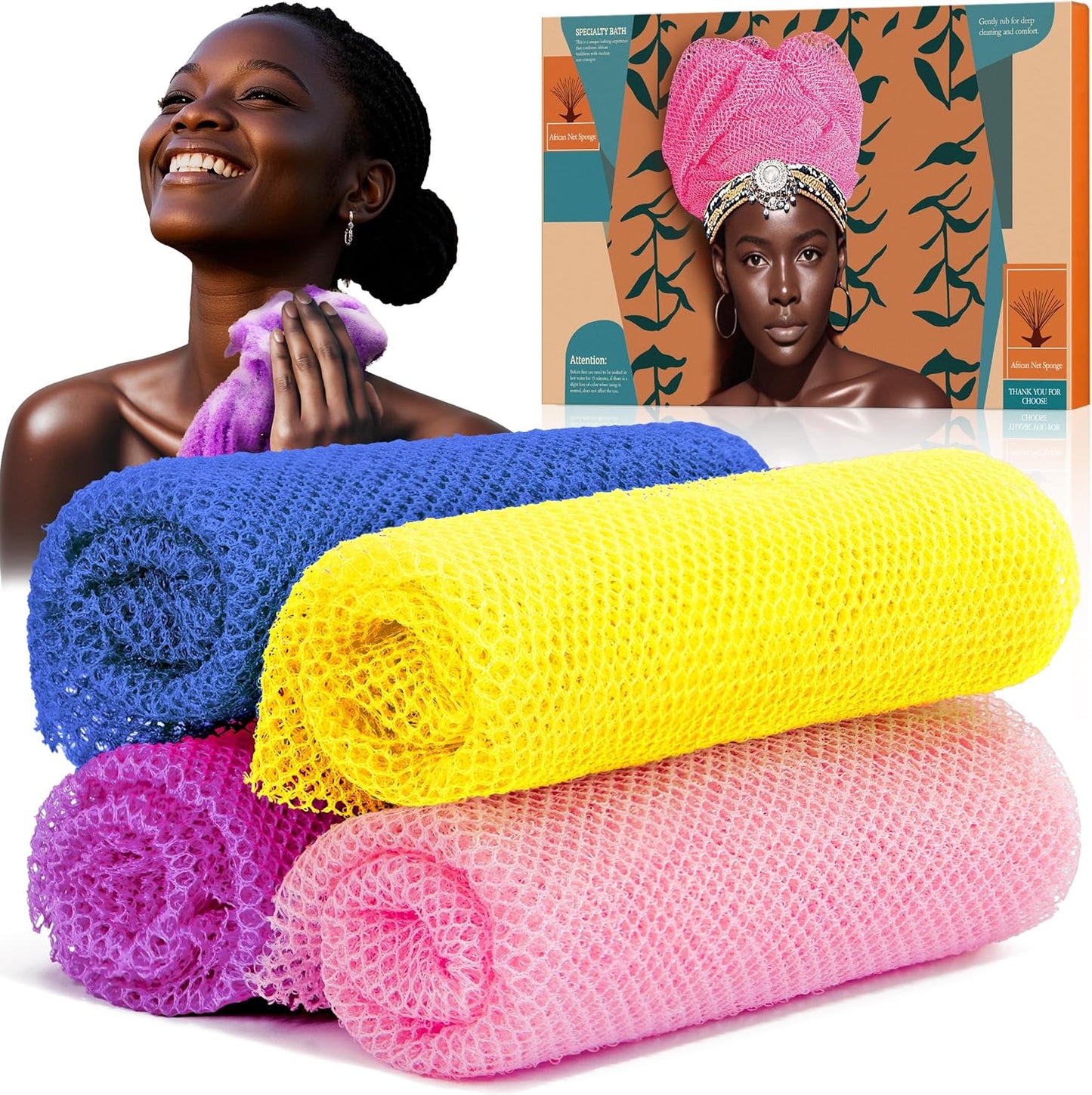 African Exfoliating Net Sponge, Bath Sponge for Smooth Skin, Hygienic Shower Sponge for Shower