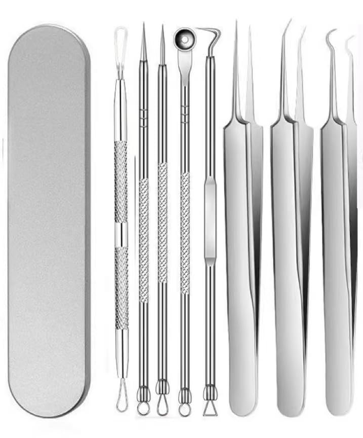 Blackhead Remover Tools, 15 PCS Pimple Popper Tool Kit, Acne Blackhead Tools for Blemish,410 Premium Professional Stainless Acne Pimple Extractor Tool with Metal Box