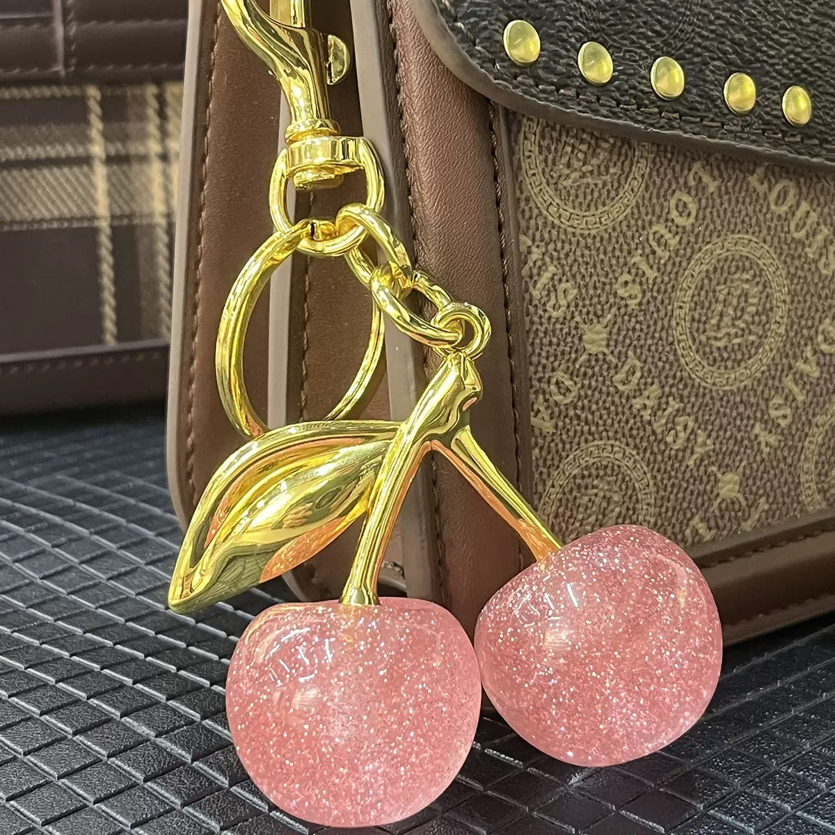 Keychain Cherry Bag Charms Purse,Key Chains Women Cute - Car key Accents for leather handbags,