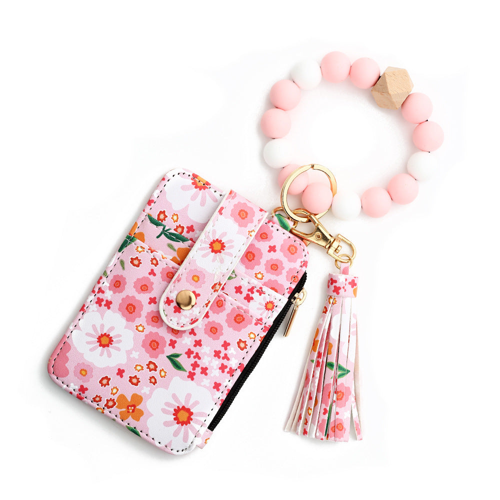 Chic Boho Keychain with Flower Wallet -Ideal for Key & Bag Decor, Gift for Her
