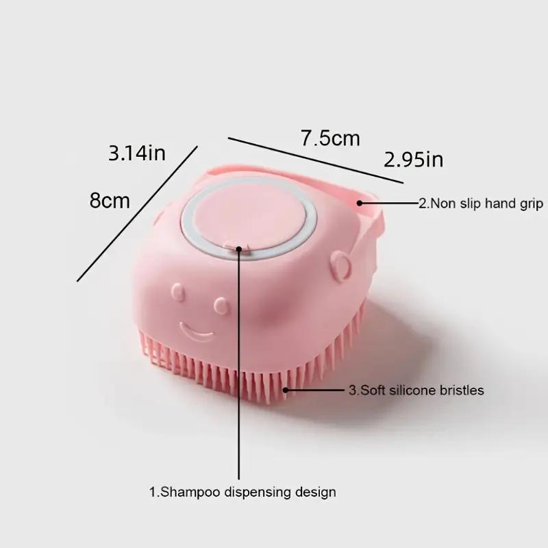 Silicone Pet Bath Brush & Shampoo Dispenser - Dual-Function Gentle Massage Grooming