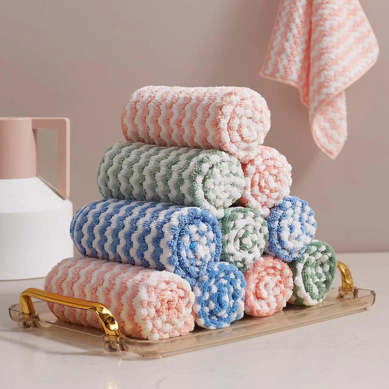 10 Counts Microfiber Cleaning Cloth,Super Soft Absorbent Dish Towels Rags Cloths for Washing Dishes and Kitchen Drying Cleaning Home Cleaning,Random Color