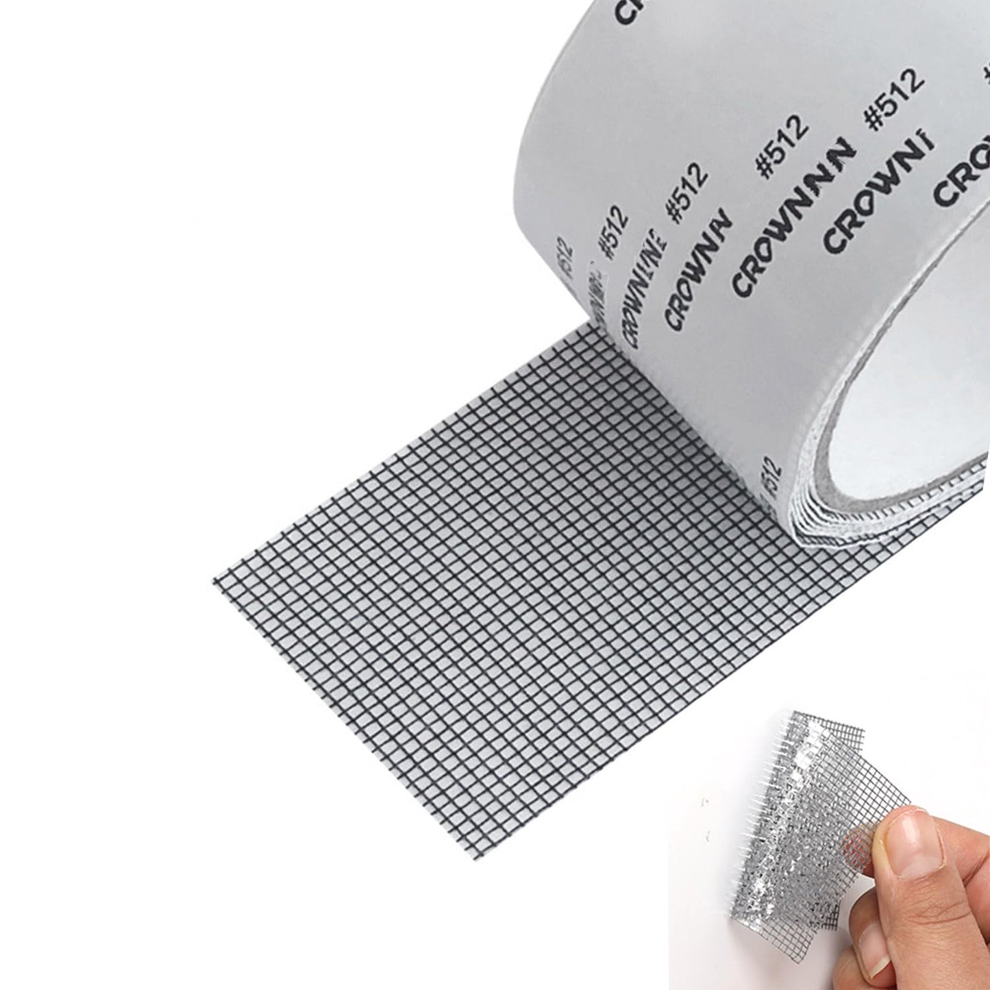 Window Screen Repair Tape, Adhesive Gray Screen Repair Strip, Durable Fiberglass Mesh Tape for Restoring Window and Door Screens