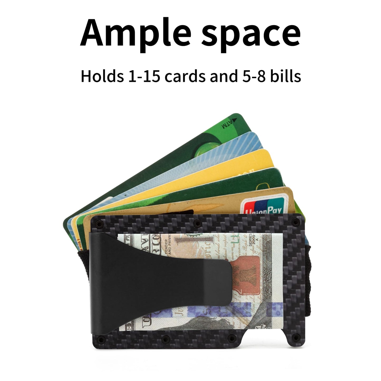 Carbon Fiber Wallet, Metal Money Clip Wallet, Minimalist Wallet for Men, Slim Aluminum Holder Pocket Cash Credit Card Holder compact wallet