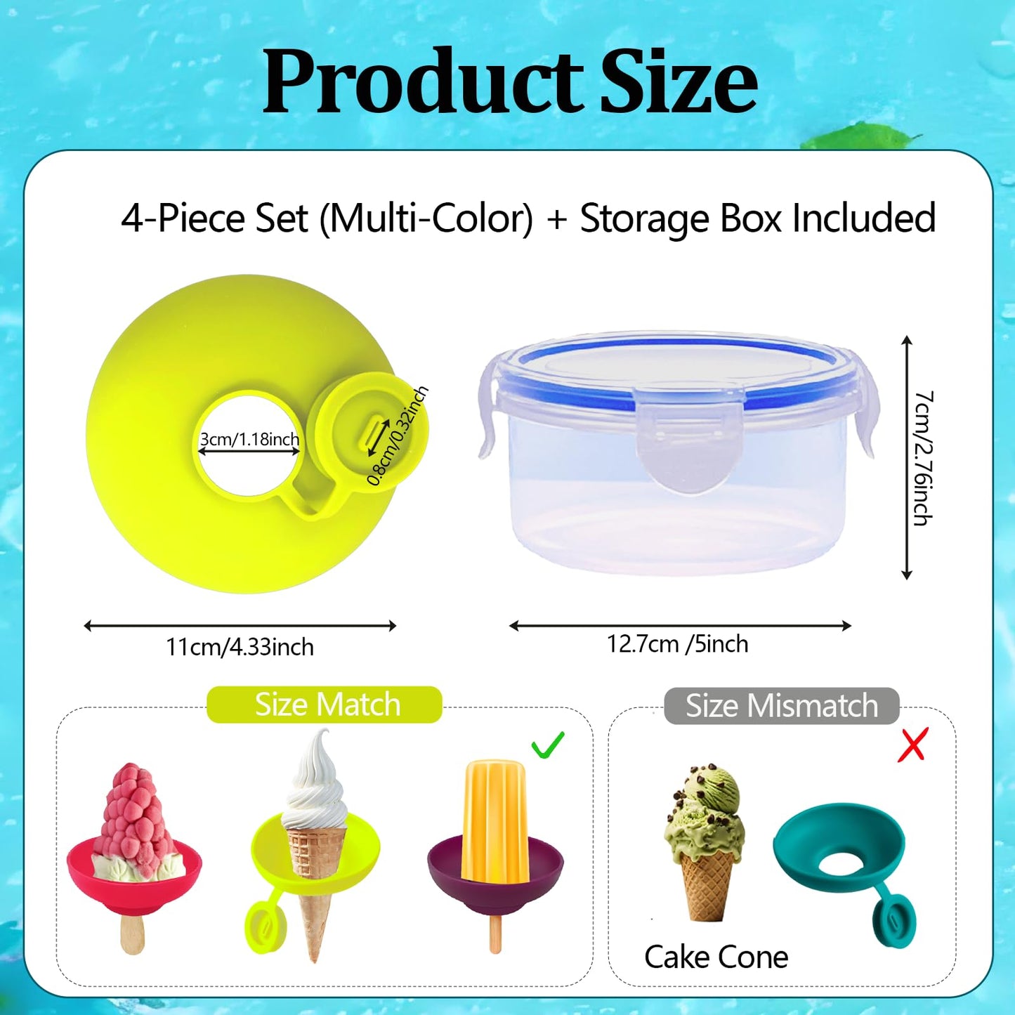 4pcs Summer Ice Pop Holder:Leak - Proof Cone Stand with Drip Guard, Dishwasher Safe