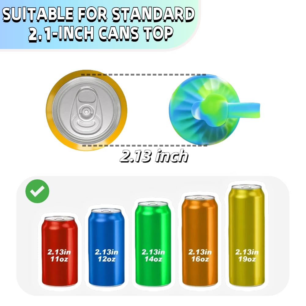 4-Pack Reusable Silicone Soda Can Lids with Straw - Fits Standard Cans, Perfect for Coke, Beer, Juice & Energy Drinks, Ideal for Children's Gifts