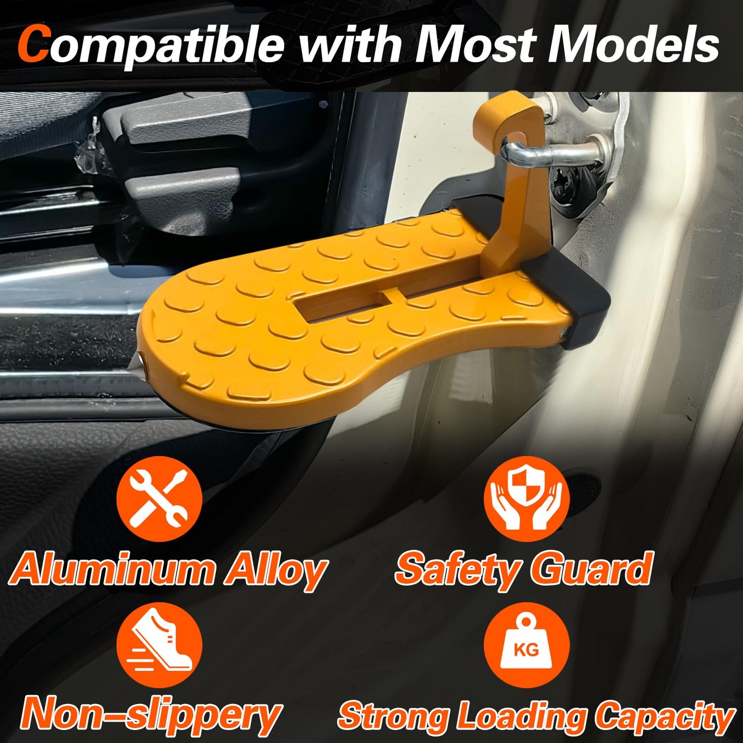 Car Door Step with Safety Hammer Tip High Strength Durable Anti-Slip Design Strong Load Bearing Capacity Aluminum Alloy Pedal Support