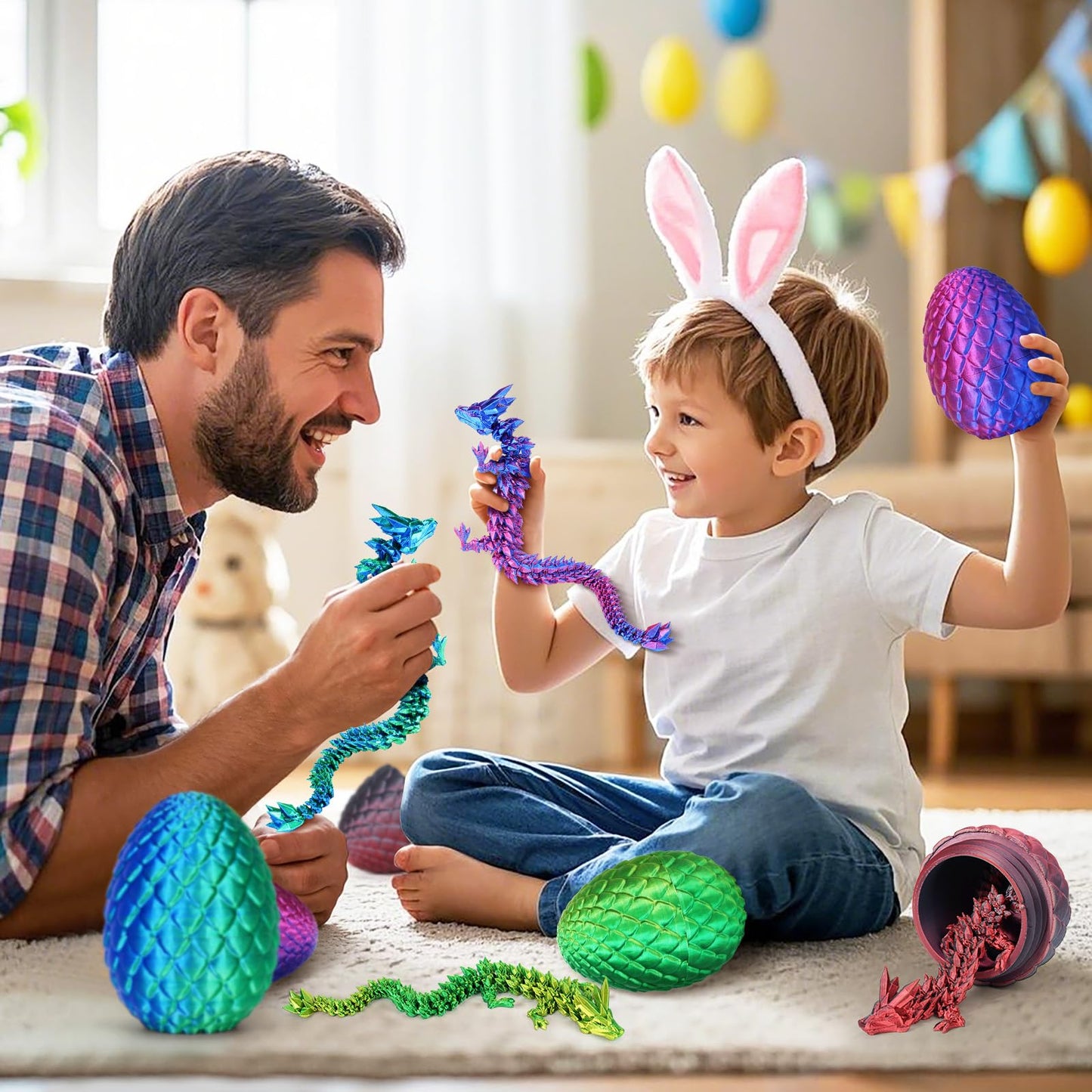 3D Printed Dragon Statue,1Count Vibrant Gradient Design Dragon Egg Ornament, Creative Desktop Decoration for Home Office, Home Decor Gifts