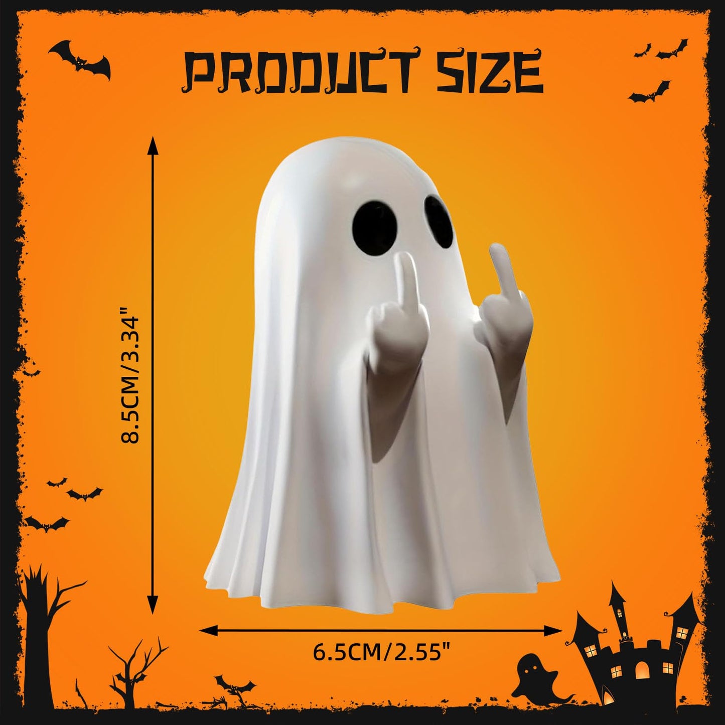 Halloween Ghost Figurine-Spooky Resin Middle Finger Ghost Statue, Cute Ghost Decor for Halloween Decorations, Porch and Indoor Creepy Home Decor (Middle Finger Ghost)