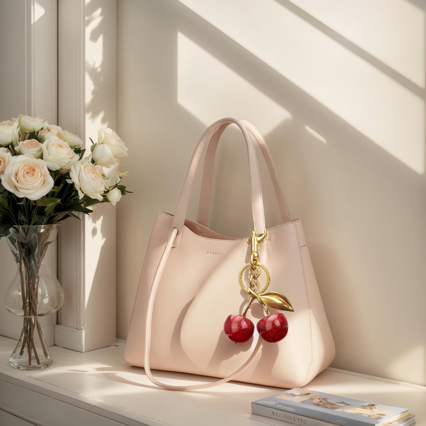 Keychain Cherry Bag Charms Purse,Key Chains Women Cute - Car key Accents for leather handbags,