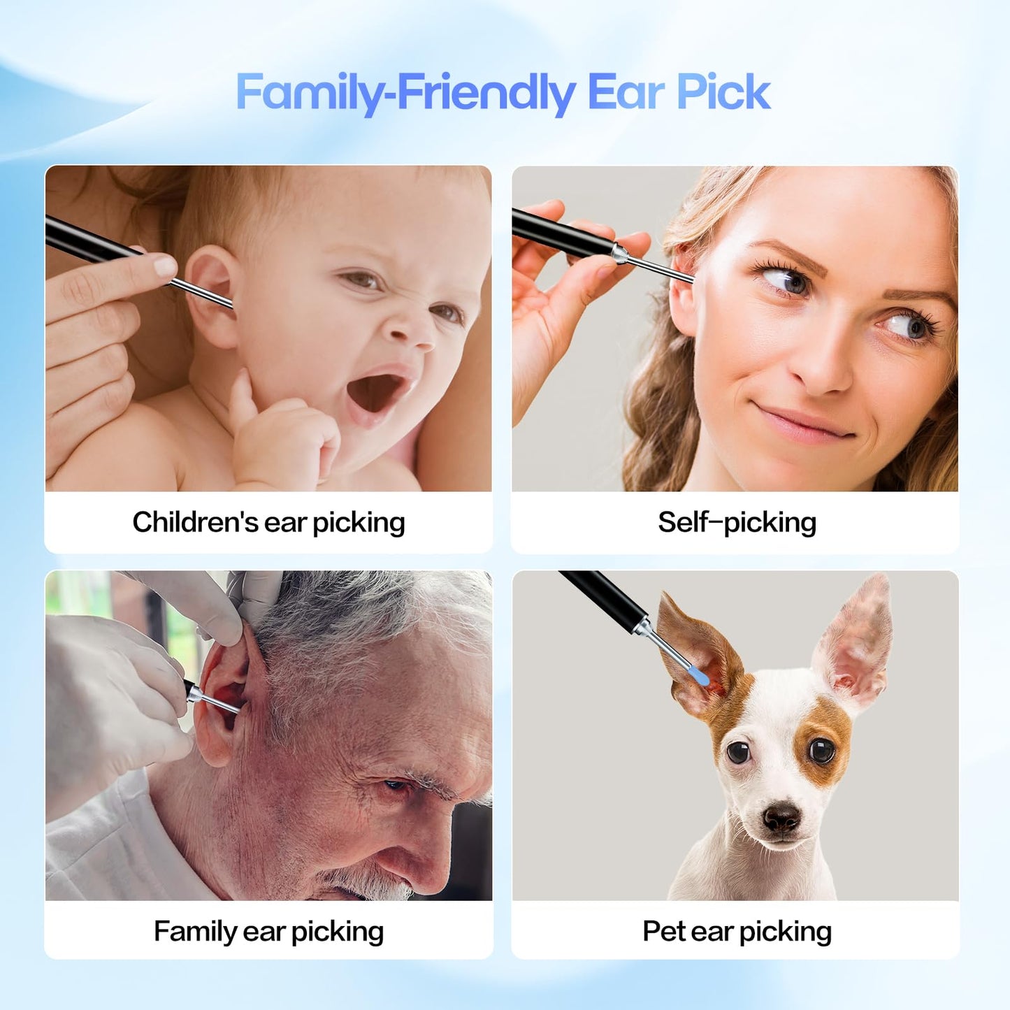 Silicone Ear Hygiene Set, HD Visual Earwax Removal Tool with Camera, 1296P HD Visual Ear Cleaner, Compatible with iPhone and Android Phones, Springtok, Spring Gift Set