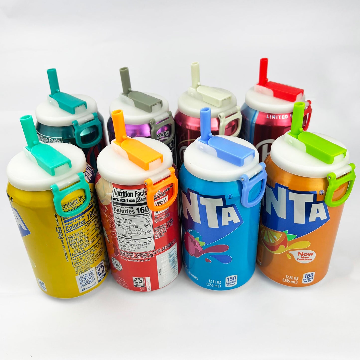 4-Pack Reusable Silicone Soda Can Lids with Straw - Fits Standard Cans, Perfect for Coke, Beer, Juice & Energy Drinks, Ideal for Children's Gifts