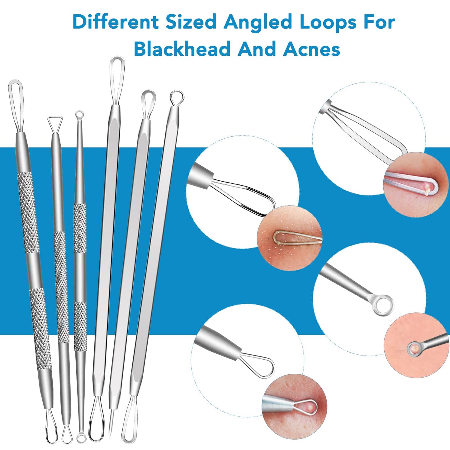 Blackhead Remover Tools, 15 PCS Pimple Popper Tool Kit, Acne Blackhead Tools for Blemish,410 Premium Professional Stainless Acne Pimple Extractor Tool with Metal Box Set