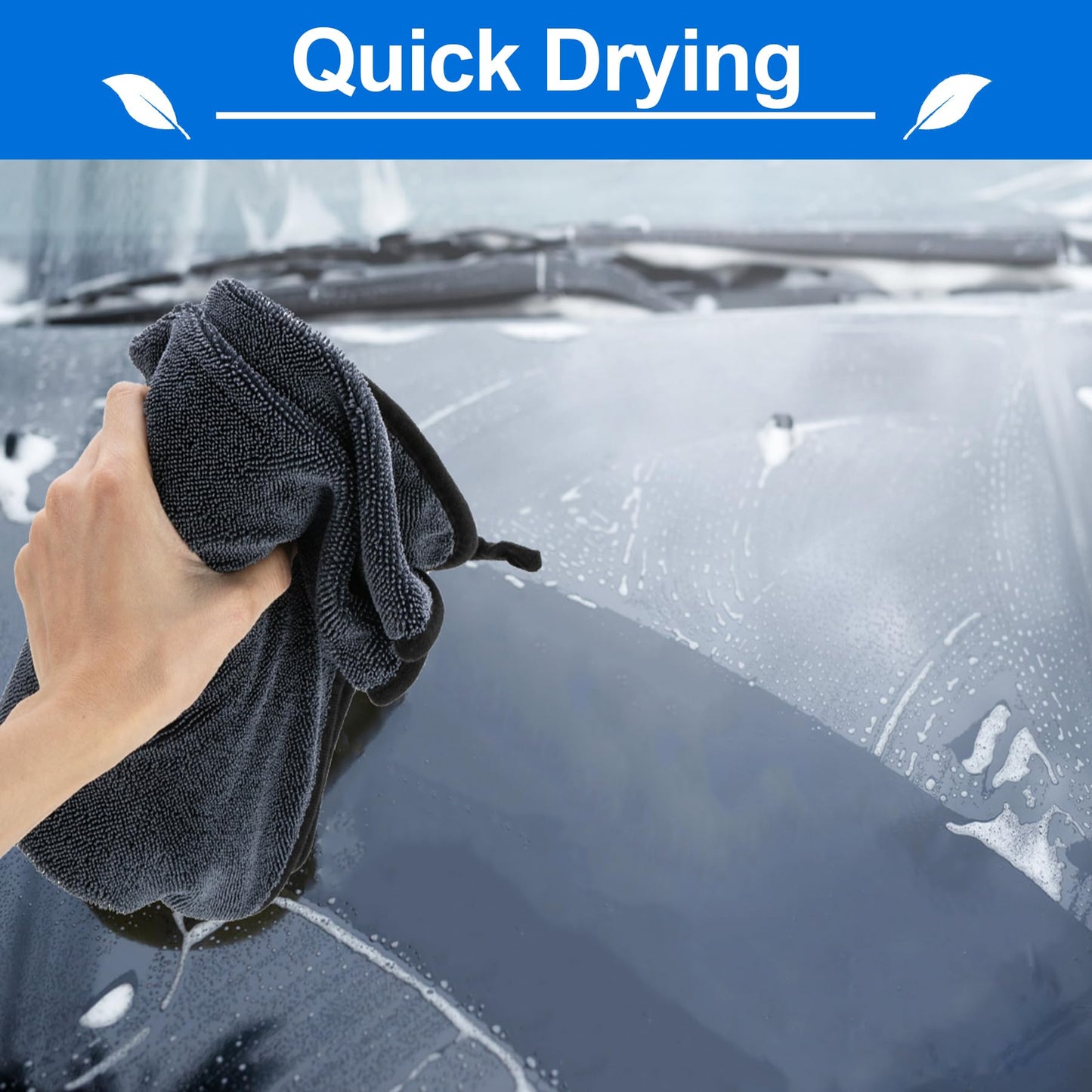 2 Count Shiny Wipes Gray Microfiber Shower Cleaning Cloths Streakless Super Absorbent Reusable Towel for Kitchen Home Use