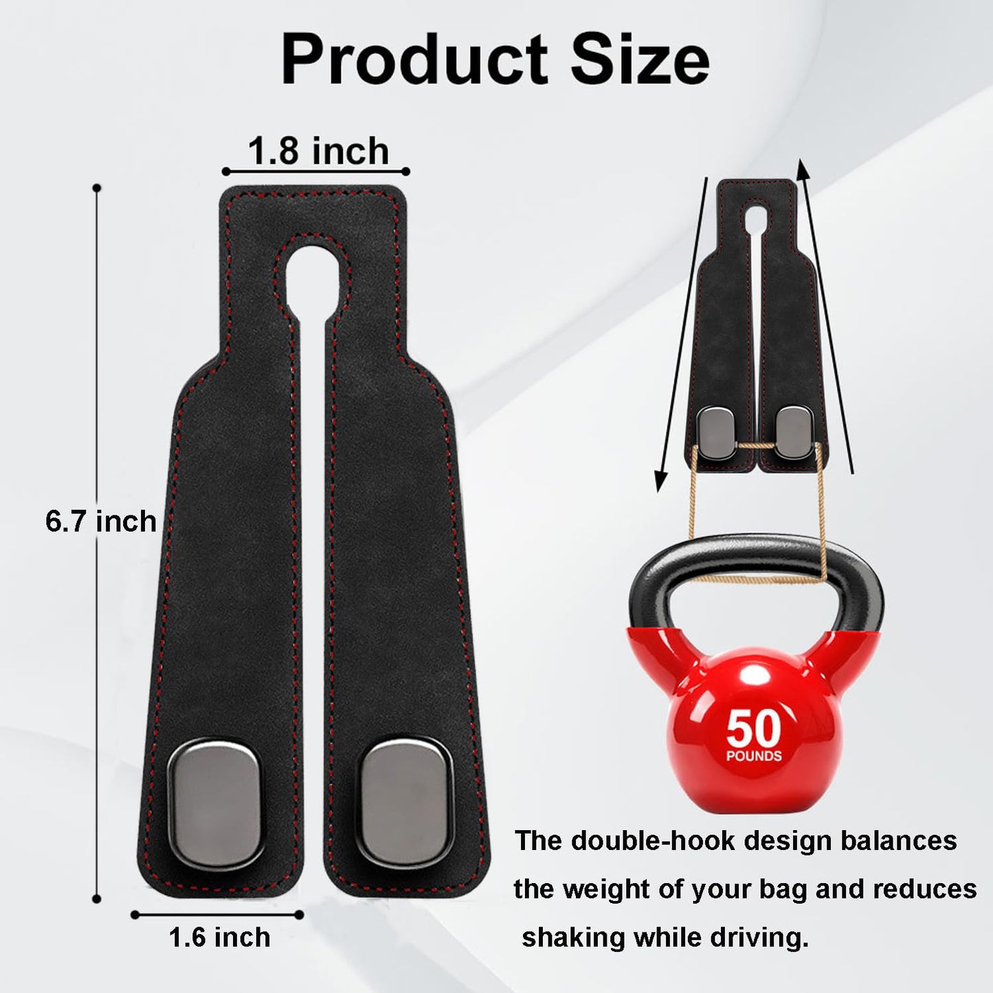 Car Seat Back Storage Hook, 1Count PU Leather Concealed Hook, Multipurpose & Durable, Ideal Car Interior Accessories