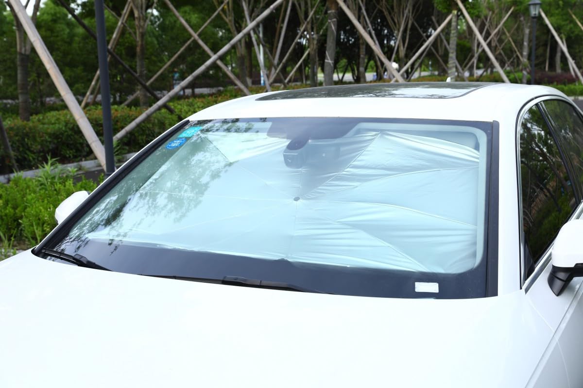 Compact -Fold Anti-UV Windshield Sunshade, Multipurpose Car Front Window Heat Protective Umbrella for Sedan SUVs, Automotive Exterior Accessories for Men &Women, Car Stuff, Vehicle