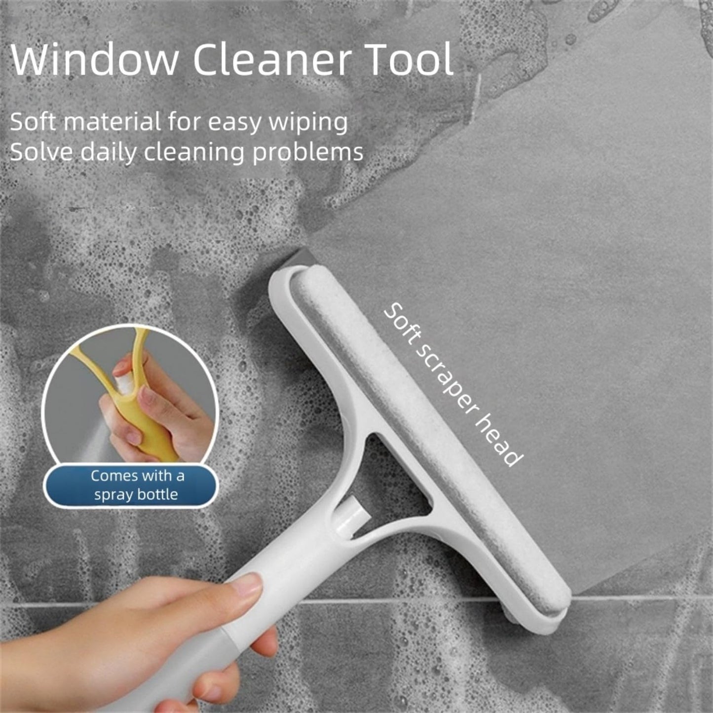 3-in-1 Window Cleaning Hero All-Purpose Squeegee with Spray for Glass & Shower Doors Efficient Cleaning Tool