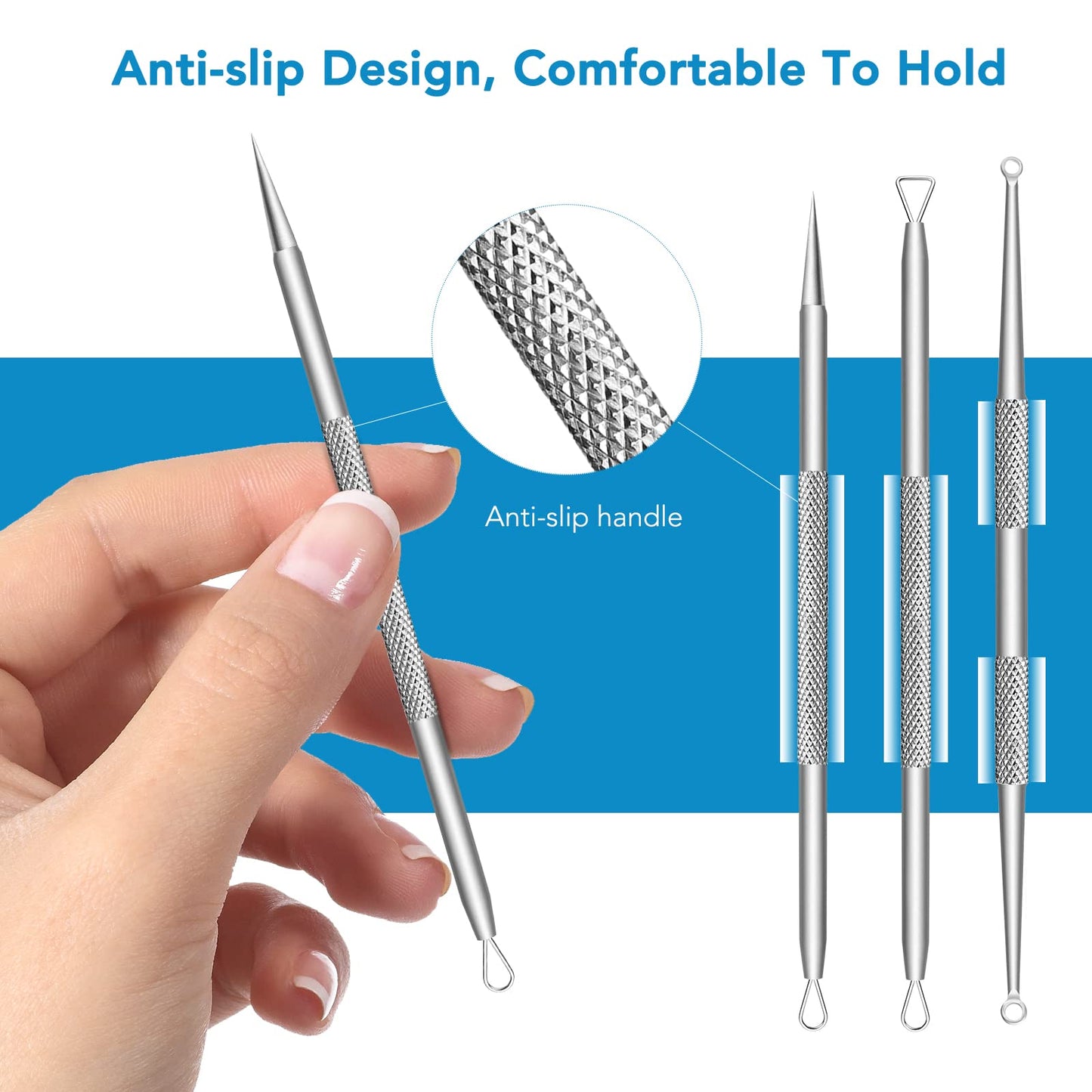 Blackhead Remover Tools, 15 PCS Pimple Popper Tool Kit, Acne Blackhead Tools for Blemish,410 Premium Professional Stainless Acne Pimple Extractor Tool with Metal Box Set