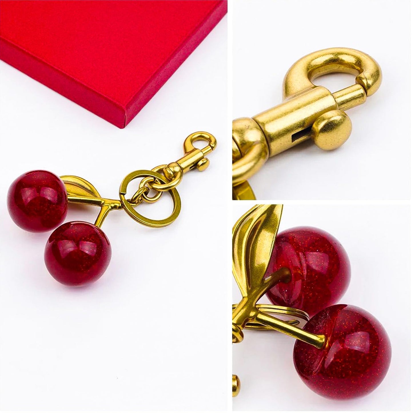 Keychain Cherry Bag Charms Purse,Key Chains Women Cute - Car key Accents for leather handbags,