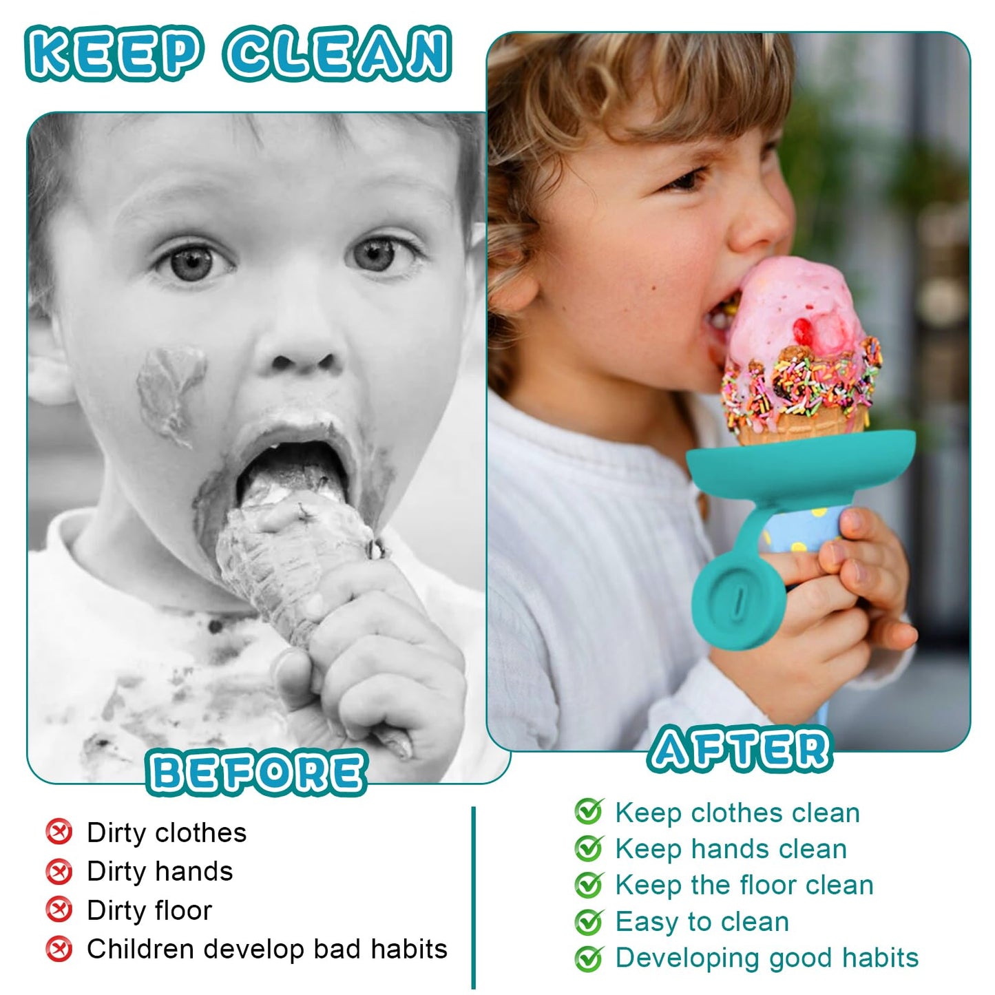 4pcs Summer Ice Pop Holder:Leak - Proof Cone Stand with Drip Guard, Dishwasher Safe