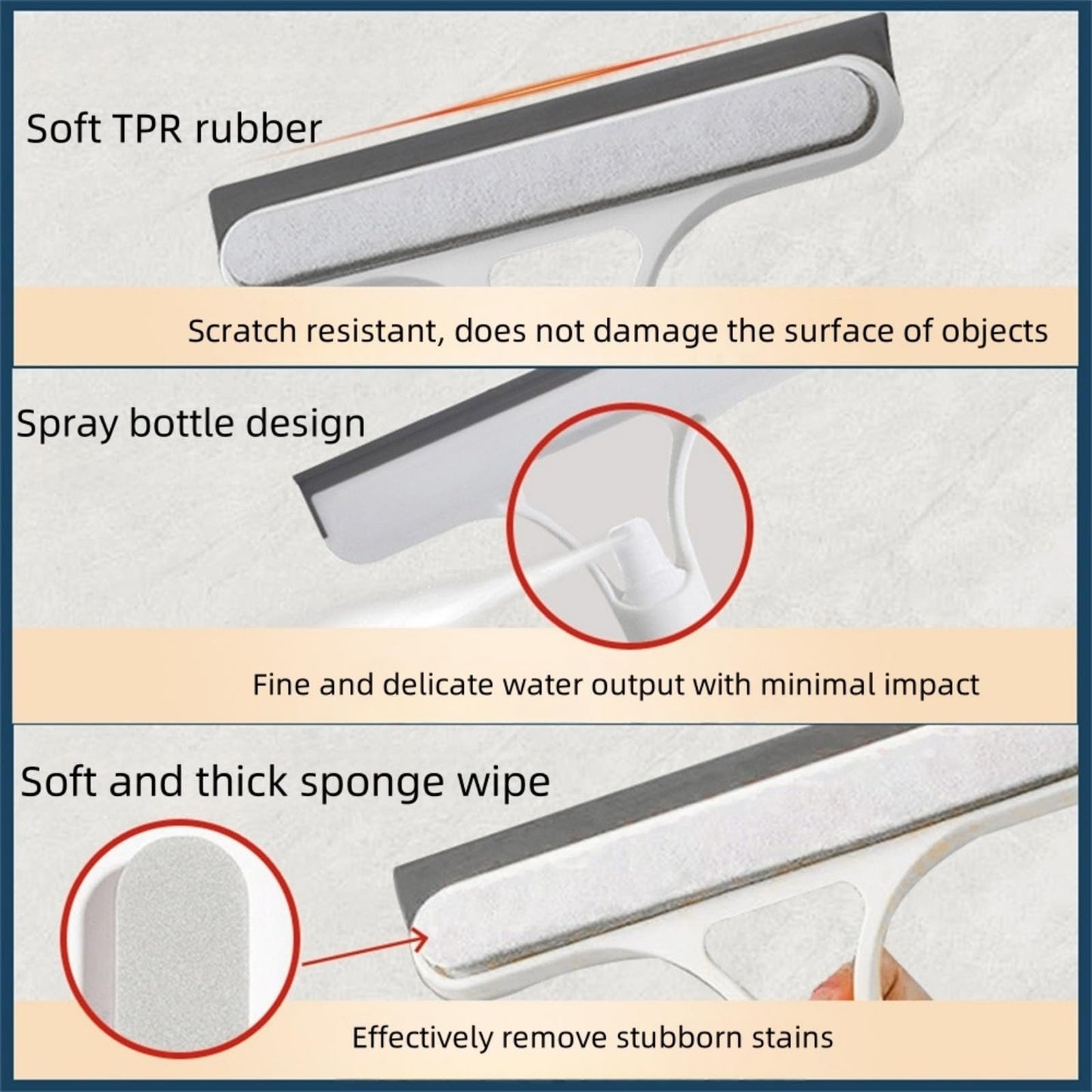 3-in-1 Window Cleaning Hero All-Purpose Squeegee with Spray for Glass & Shower Doors Efficient Cleaning Tool