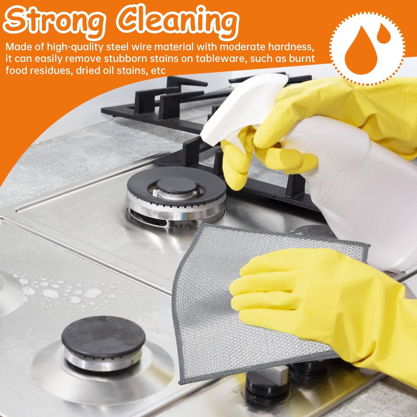 12 Count Multipurpose Wire Dishwashing Rags- Non - Scratch, Reusable & Washable Cleaning Cloths for Kitchen, Sinks, and Pans | Robust Wet & Dry Use Scrubber for Dishes