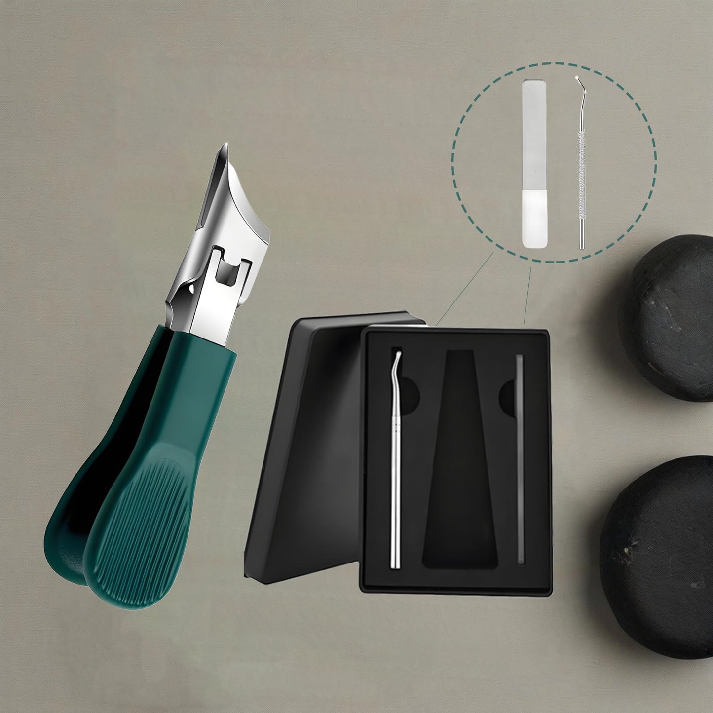 Professional Set Eagle - Beak Beveled Nail Clippers: Multifunctional, Large - Opening Anti- Splash Household Nail Clippers Set for Thick & Hard Nails.